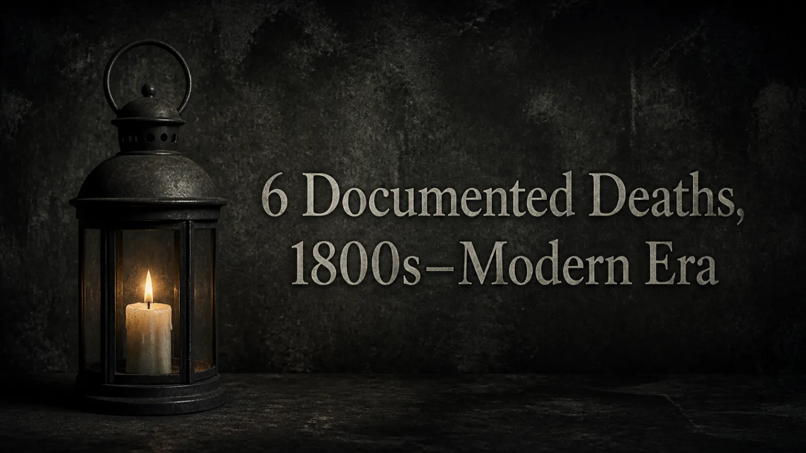 Somber memorial-style graphic with a lantern icon representing lives lost during Oak Island excavations